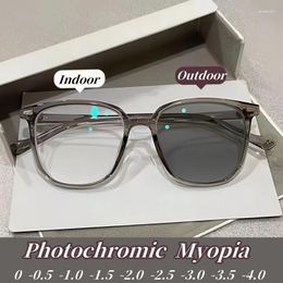 Sunglasses Vintage Fashion Trendy Pochromic Myopia Glasses Women Diopter Eyeglasses Outdoor Color Changing Prescription
