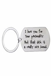 Keychains 12PC/Lot I Love You Keychain Dog Stainless Steel Keyring For Couple Girlfriend Boyfriend Wife Husband Key Chain Funny Gifts1965029