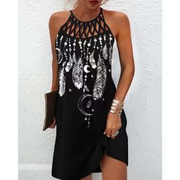 Women's Top Designer Summer 2024 Spring/Summer New Ethnic Style Positioning Printed Mesh Belt Sleeveless Casual Dress for Women 2TCT