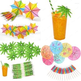 Party Decoration 10/20/30pcs Umbrella Cocktail Drink Picks Food Fruit Bamboo Toothpick Dessert Cake Stick Hawaiian Birthday Wedding Decor