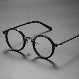 Eyeglass Frame Retro round anti blue light glasses suitable for men women Tremdy retro office computer goggles durable metal frame glasses G240529