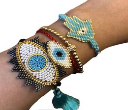 BLUESTAR 2020 Turkish Evil Bracelets MIYUKI Bracelet For Women Eye shape Woven bangle set Tassel Jewelry5647574