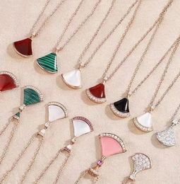 Designer Necklace Jewelry fan-shaped Small skirt Necklace 18K Trendy Wedding diamonds Multiple Colors fan collarbone chain giving Girlfriend a Holiday Gift