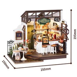 3D Puzzles Rolife NO.17 Cafe 3D Puzzle DIY Miniature Dollhouse Kit Crafts Hobbies Amazing Gift for Women Children DG162
