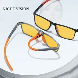 Sunglasses Car Driving Night Vision Glasses Unisex UV400 Yellow Lens Sports Goggle Square Frame Blue Light Blocking Eyewear Fishing