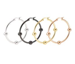 Glossy Big Circles Hoop Earrings three small balls Gold Silver Titanium Stainless Steel Earrings Fashion Jewellery 10pairlot9189314
