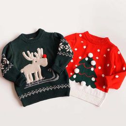 Pullover Waistcoat New Knitwear Christmas Elk Sweater Girl Boy Casual Crew Collar WX5.31