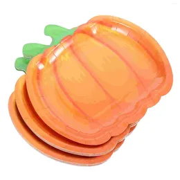 Disposable Dinnerware 20 Pcs Pumpkin Paper Pallet Party Cake Plate Halloween Dinner Shaped Plates Supplies Dishes Household