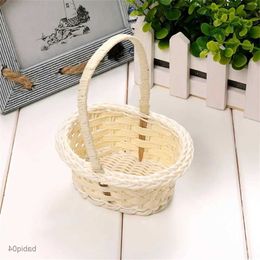 Storage Baskets Hand Made er Flower Basket Portable Handle Party Wedding Picnic Decorative Basket Kid Gift Easter er Rattan Storage D6L4