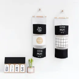 Storage Bags 3 Pockets Cotton Linen Hanging Bag Wall Mounted Wardrobe Organiser Jewellery Pouch Cosmetics Toys