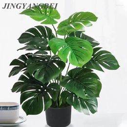 Decorative Flowers Artificial Green Palm Leaf Fake Plant Long Branch Tropical Garden Living Room Bedroom Balcony Decoration