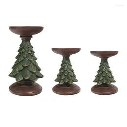 Candle Holders Realistic Christmas Tree Table Holder Resin Ornament Tealight Stand Candlestick Desktop Living Room Decor