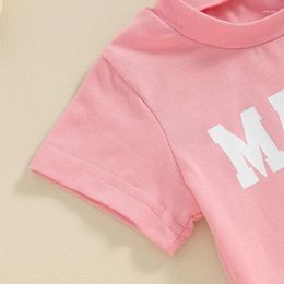Clothing Sets Baby Girl Shorts Set Pink Mamas Letter Print Short Sleeve T Shirt Pocket 2Pcs Toddler Summer Outfits