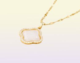 Good Lucky 18K Gold Clover Pendant Necklace Micro Pave Women Friendship Jewelry6842277
