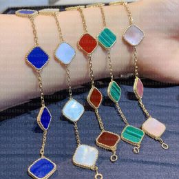 Classic Designer Fashion Four Leaf Clover Pendant Bracelet 18K Gold Agate Shell Mother of Pearl Ladies & Girls Wedding Mother's Day Jewelry Ladies Gift