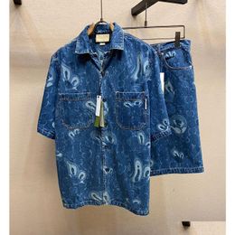 Men'S Casual Shirts Designer Mens Suit Shirt T-Shirt Shorts Luxury Fashion Womens Short Sleeved Summer Pants Classic Denim Jacket S Otmma