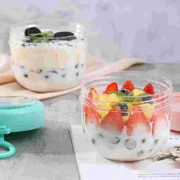 Storage Bottles 2 Pcs Oatmeal Container Mason Jar Overnight Oats Jars With Lid For Containers Pickle Fork Glass Cereal