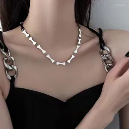 Choker Punk Metal Silver Color Bone Chain Necklace For Men Women Fashion Creative Short Clavicle Necklaces Jewelry