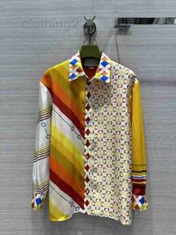 Women's Blouses & Shirts Designer 2024 New Spring Summer Lapel Neck Long Sleeve 100% Silk Fashion Brand Same Style Luxury CJQJ