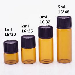 1ml 2ml 3ml 5ml Amber Glasses Bottle with Plastic Lid Insert Essential Oil Glass Vials Perfume Sample Test Bottles Ihsvw LL