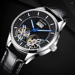 Wristwatches AILANG Top Fashion Mechanical Watches Simple Men's Steampunk Waterproof Leather Double Tourbillon Automatic Watch