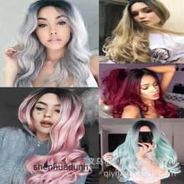 Loose Deep Wave Lace Human Hair Wigs Wig fashion long curly hair big wave wig middle part gradual change curly hair set wig girl