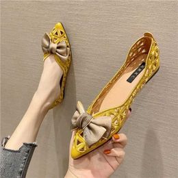 Dress Shoes 2024 New Spring/summer Fashion Joker Elegant Ladies Hollow Pointed Soft-soled Shoes Plus Size Shallow Breathable Flat ShoesL2464