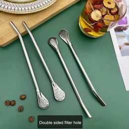 Spoons 1pc Straw Spoon Stainless Steel Drinking Tea Philtre Detachable Reusable Metal Straws With Brush Drinkware Party Tool Accessories