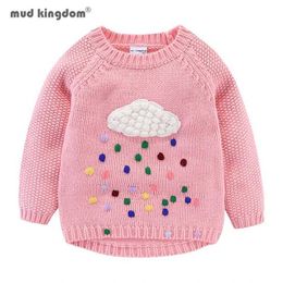 Pullover Waistcoat Mudkingdom Fashion Girl Sweater Colourful Cloud and Rain Knitted Girl Clothing O-Neck Zipper Top Autumn/Winter WX5.31