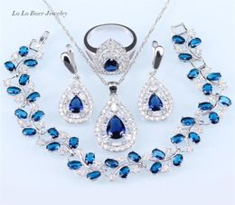 Wedding Jewellery Sets silver 925 Black stone White Crystal For Women Pendant Necklace Bracelet Earrings Ring214W3316386