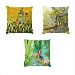 Pillow Plants Throw Cover Print Living Room Decoration Velvet 18x18 Inches Gift Forest Tree Bed E0477