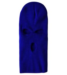 Balaclava 100 Whole Acrylic Blank Dust Proof Cap Three Hole Winter Knitted Girl Ski Mask OEHH9361159