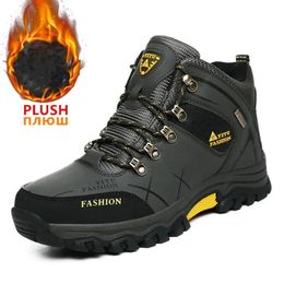 Brand Winter Men tactical Boots Waterproof Leather Sneakers Warm Men shoes Snow boots Work Outdoor Man Hiking Boots plus size 47 240530