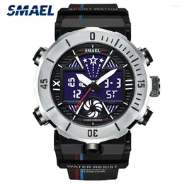 Wristwatches SMAEL Men Military Digital Watch Top Brand Male LED Alarm Clock Waterproof Sport Quartz Wrist Mens Dual Display Watches