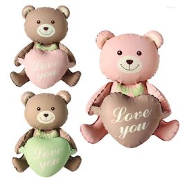 Party Decoration 3D Standing Bear Heart Foil Balloons Assembling Boy Girl Baby Ball Wedding Birthday Xmas Gifts Supplies