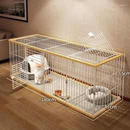 Cat Carriers Modern Iron Cages Pet Fence Home Indoor Bed Large Space Cats Cage House Accommodates Litter Box Supplies C