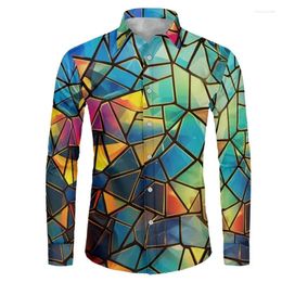 Men's Casual Shirts 3D All Over Print Abstract Pattern For Men Long Sleeve Buttons Down Regular Fit Beach Mens Oversized Tshirt