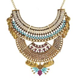 Chokers Trendy Bohemian Heavy Geometry Choker Necklace Gold Color Vintage Collar Statement Maxi Necklace For Women Jewelry Gift 231007CJ