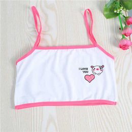 Camisole Camisole Girls Bra rens Vest Underwear Lively Cute Bear Polka Dots Suspenders Pure Cotton Breathable Elementary School Girl 7-14 Y WX5.31