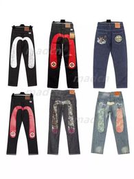 Pantaloni da uomo jeans ricami a forma di m tubo dritta pantaloni larghi pantaloni a gamba long bordo di strade casual jeans maschile high street hip-hop-hop street abbigliamento dimensione 28-40