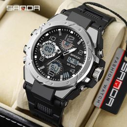 Wristwatches Sanda 9009 Top Sale Model Men Water Resistant Outdoor Sports Alarm Mode Fashion Analogue Digital Wrist Watch Coupons & Discounts