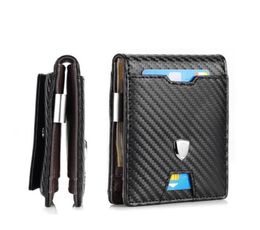 Card Holders 2021 Men RFID Carbon Fibre Wallets Black Leather Holder Money Bag Male Short Coin Purse Thin Small Slim Mini Smart Wa2519987