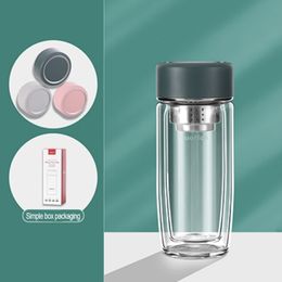 Environmentally friendly double wall glass water bottle juice beverage container 284K