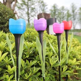 Garden Decorations 1Pcs Tulip Flower Shape LED Solar Powered Waterproof Tube Lawn Lights Standing Decor For Yard Outdoor Party