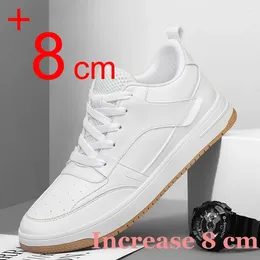 Casual Shoes Men Sneakers Elevator Platform Heightening For Male Height Increase Insole 6 8CM White Skateboard