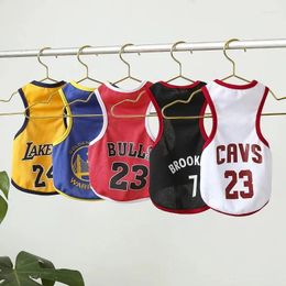 Dog Apparel Pet Clothes Summer Sport Basketball Cat Vest Mesh Breathable Tshirt For Small Large Costume