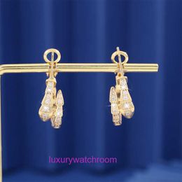 Fashion Simple Bavlgory Earrings Versatile Trendy Micro Set Zircon Gas Texture Snake shaped for Women and Personalised Charm Bone