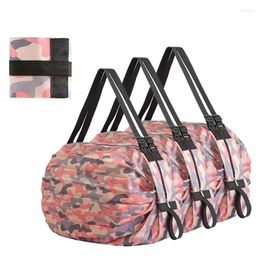 Storage Bags 3 Pcs Reusable Shopping Bag Pink Waterproof Foldable Oxford Cloth Travel Beach Supermarket Grocery Portable