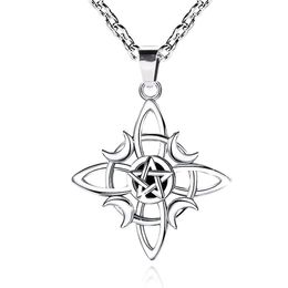 Witchcraft Celtic Knot Triple Moon Goddess Geometry for Women Wicca Witches Pentagram Pendant Necklace Amulet Jewelry