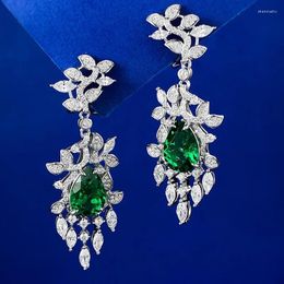 Stud Earrings SpringLady Vintage 925 Sterling Silver 8 12 MM Water Emerald Gemstone Drop Dangle Fine Jewellery Anniversary Gifts